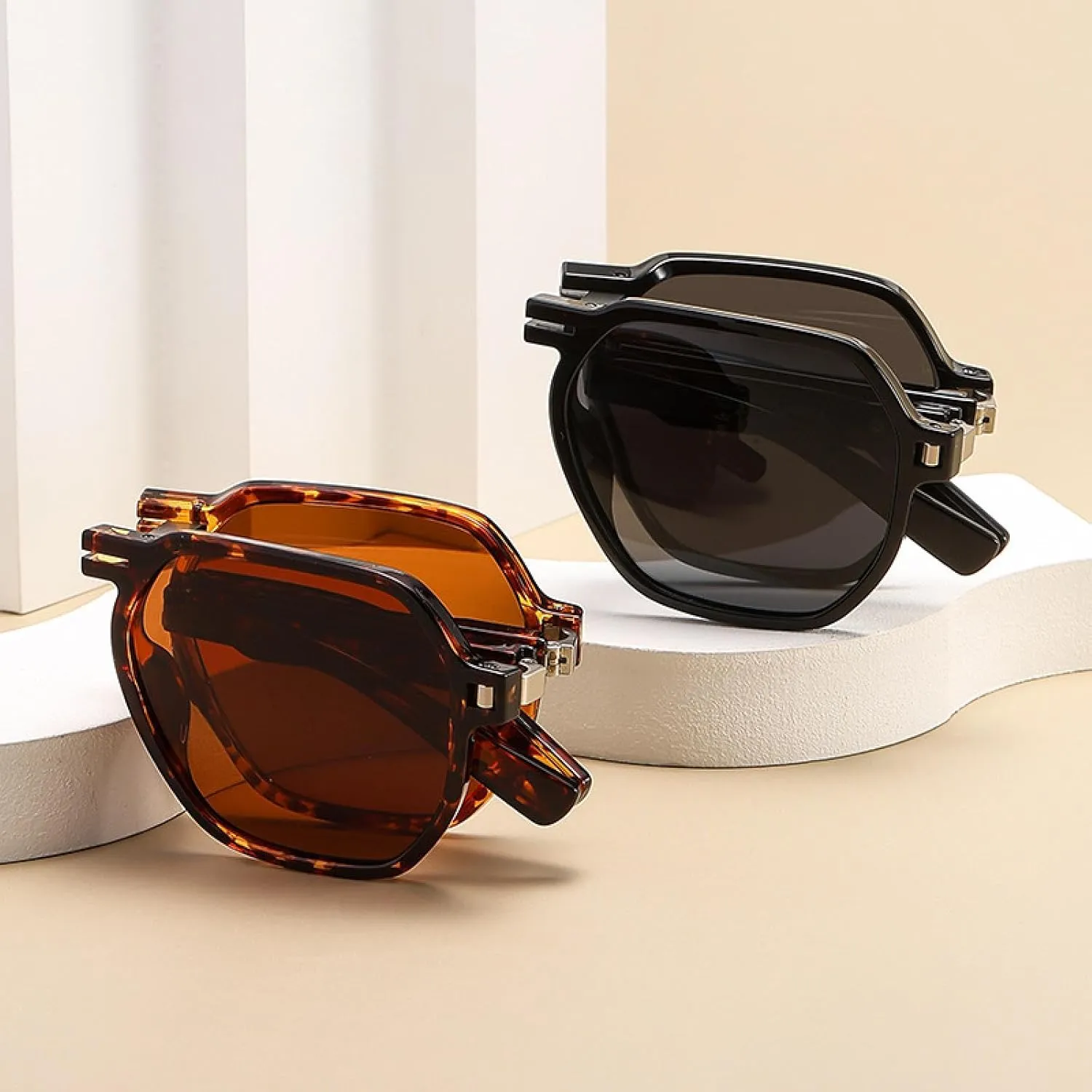 Luxury Fold Sunglasses Women for Men Male Trend Sun Glasses Fashion Vintage Punk Lady Shades
