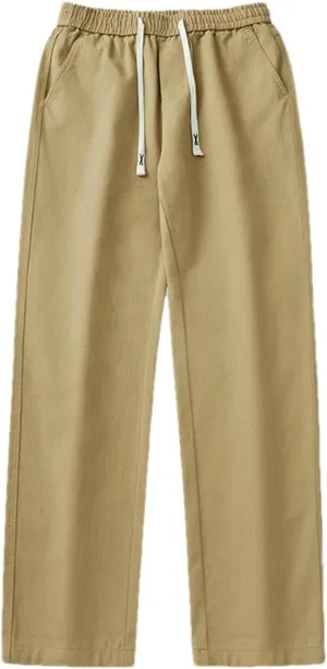 Men Spring and Autumn Japanese Retro Workwear Casual Pants Men's Cotton Elastic Waist Loose Simple Straight Trousers