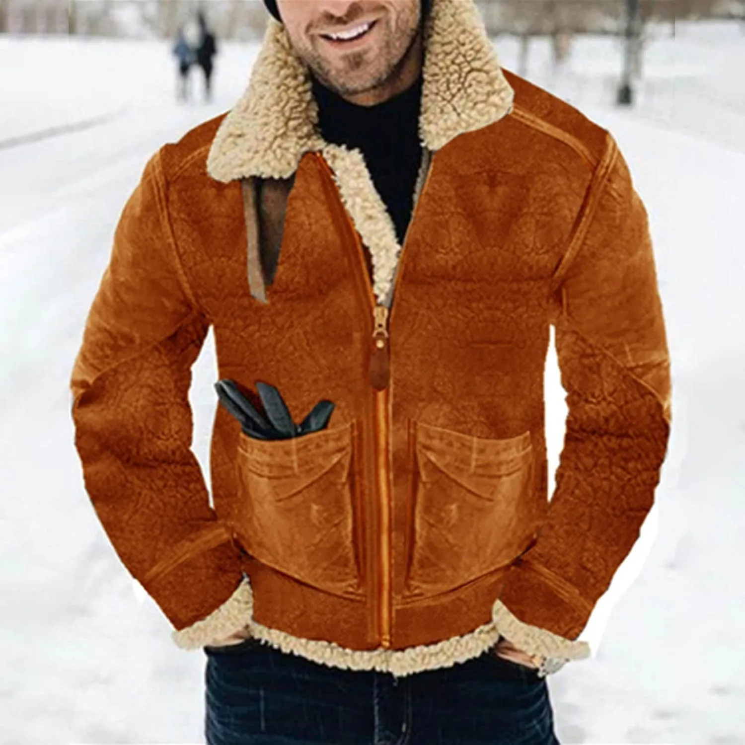 Mens 2023 Jackets Thickened Jackets Casual Stylish Outwear Zip Pockets Warm Coats Thickened Warmth Jackets