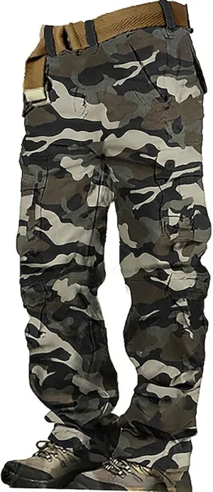 Men's Active Basic Fleece Joggers Overalls with Large Pockets Loose Soft Sweatpants Hiking Drawstring Tactical Pants