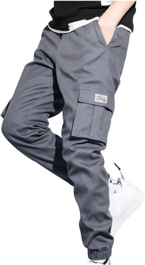 Men's Cargo Pants Lightweight Elastic Waist Pants Baggy Jogger Pants Outdoor Hiking Pants Athletic Pants with Pockets