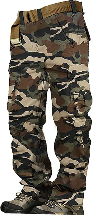 Men's Cargo Sweatpants Fleece Joggers with Large Pockets Loose Soft Pants Rainproof Open Bottom Athletic Pants Men