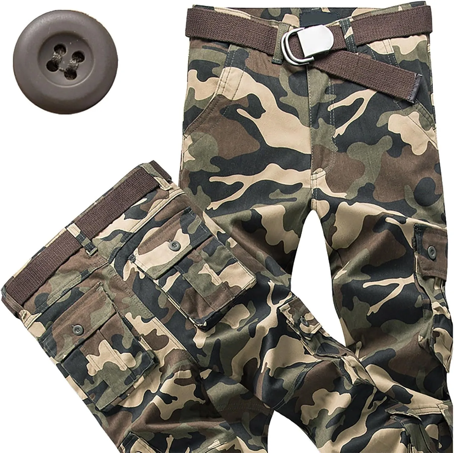 Men's Cargo Sweatpants Fleece Joggers with Large Pockets Loose Soft Pants Rainproof Open Bottom Athletic Pants Men