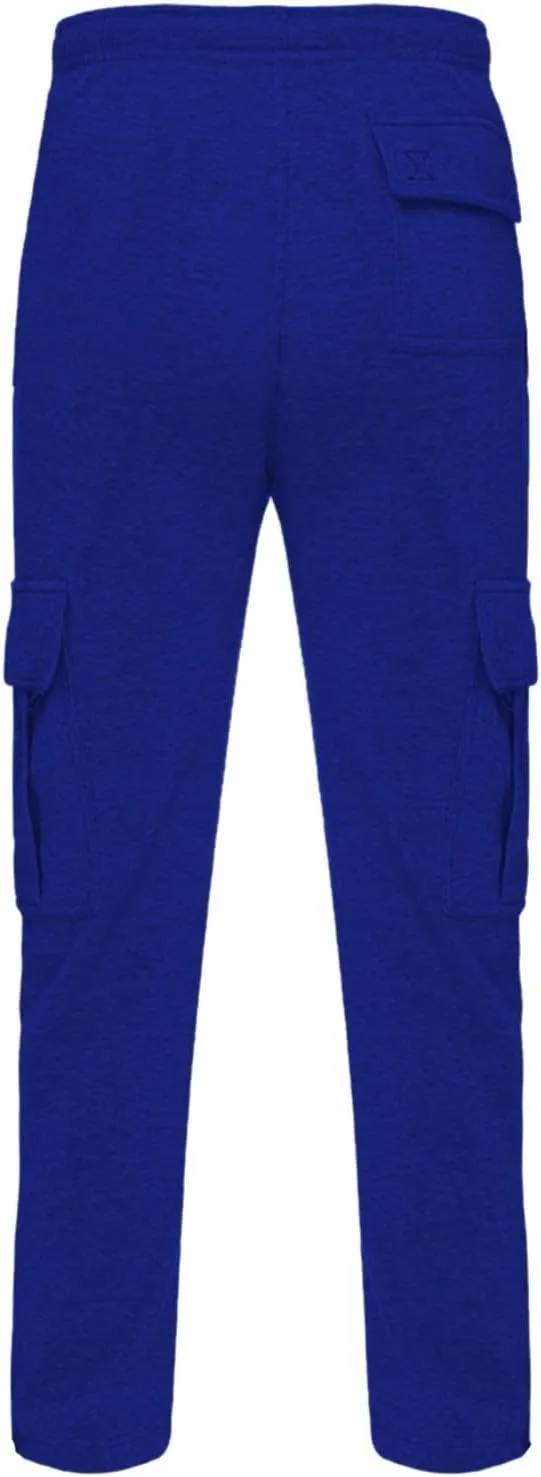 Men's Cargo Sweatpants Heavyweight Fleece Joggers Loose Fit Open Bottom Workout Athletic Pants with Pockets