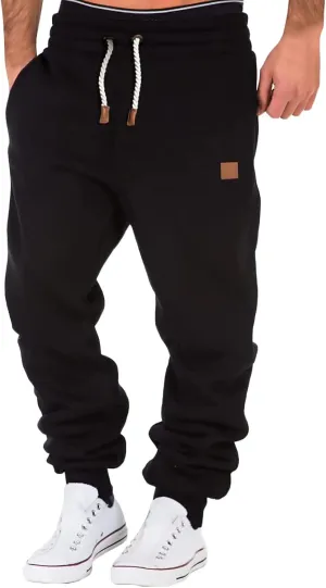 Men's Heavyweight Fleece Cargo Sweatpants Stretch Elastic Waist Workout Jogger Pants Drawstring Sport Trousers