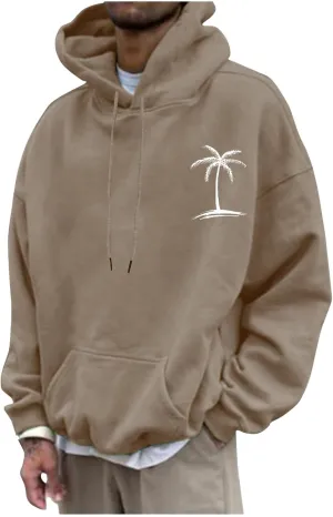 Mens Hoodie Fashion Graphic Printed Long Sleeve Hooded Pullover Sweatshirts 2024 Lightweight Oversized Casual Tops