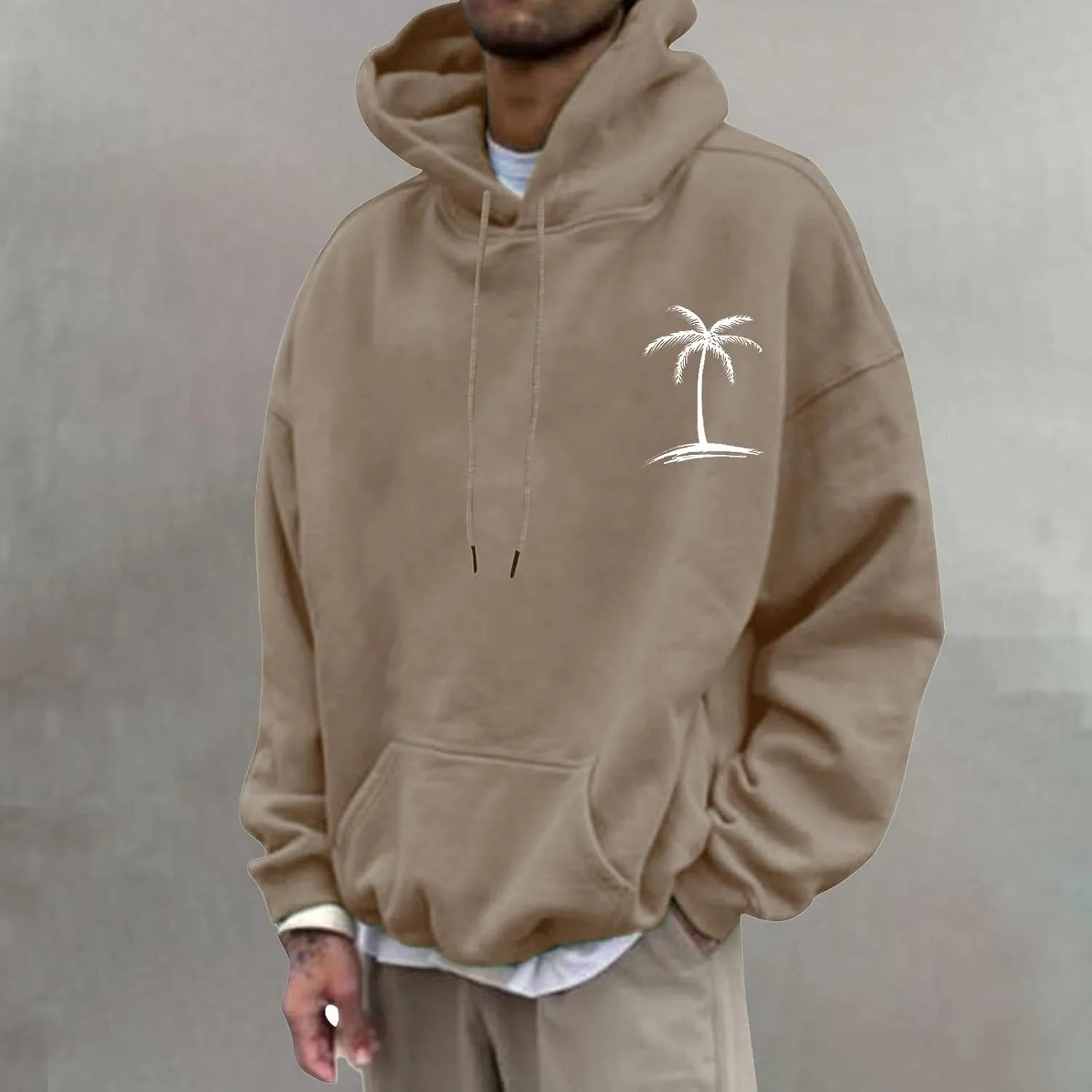 Mens Hoodie Fashion Graphic Printed Long Sleeve Hooded Pullover Sweatshirts 2024 Lightweight Oversized Casual Tops