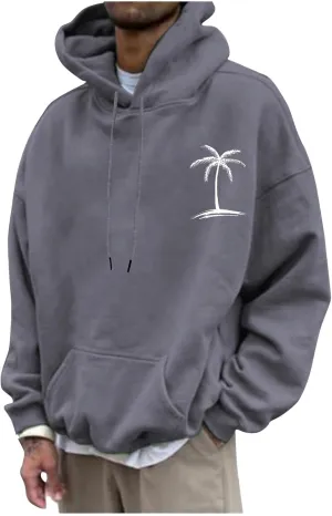 Mens Hoodie Fashion Graphic Printed Long Sleeve Hooded Pullover Sweatshirts 2024 Lightweight Oversized Casual Tops