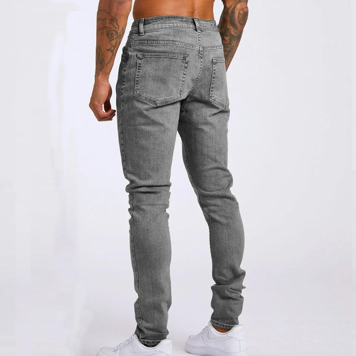 Mens Jeans Vintage Skinny Slim Fit Tapered Leg Denim Pants Casual Fashion Heavyweight Outdoor Hiking Classic Trousers
