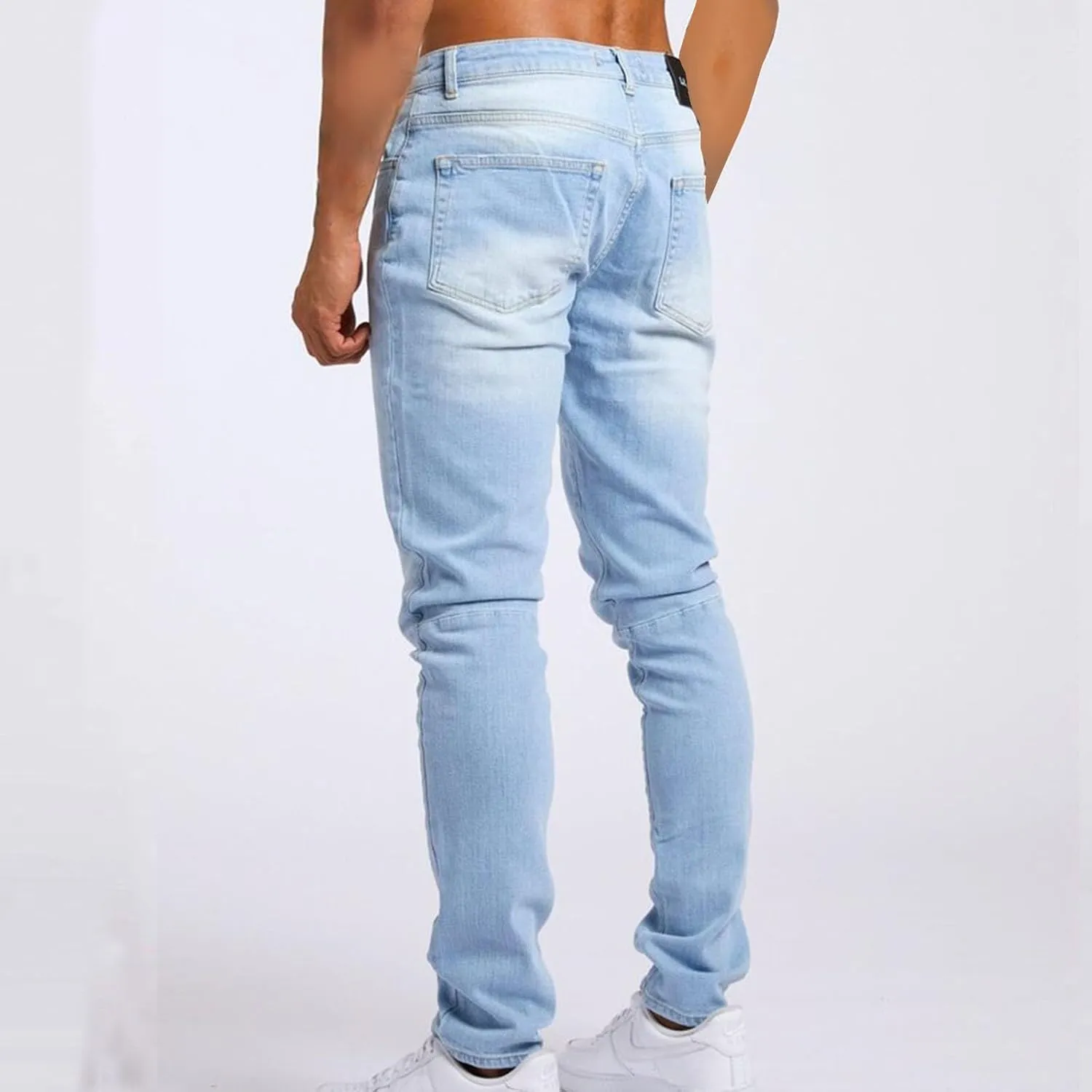 Mens Jeans Vintage Skinny Slim Fit Tapered Leg Denim Pants Casual Fashion Heavyweight Outdoor Hiking Classic Trousers