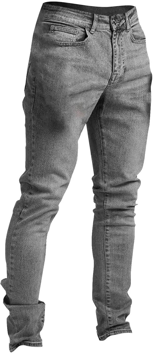 Mens Jeans Vintage Skinny Slim Fit Tapered Leg Denim Pants Casual Fashion Heavyweight Outdoor Hiking Classic Trousers