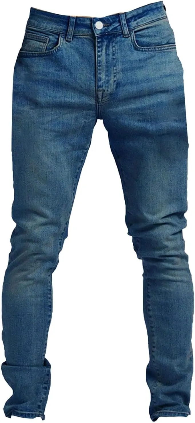 Mens Jeans Vintage Skinny Slim Fit Tapered Leg Denim Pants Casual Fashion Heavyweight Outdoor Hiking Classic Trousers