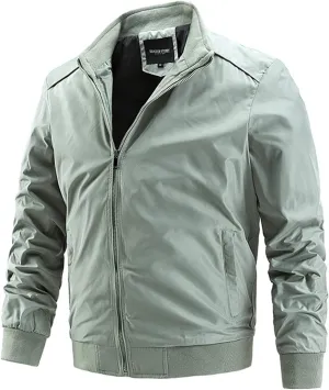 Men's Lightweight Bomber Jacket Casual Softshell Jackets Slim Fit Hiking Windbreaker Fall Spring Outdoor Fashion Coat