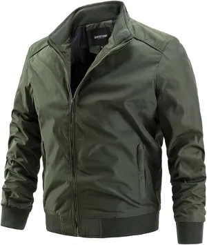 Men's Lightweight Bomber Jacket Casual Softshell Jackets Slim Fit Hiking Windbreaker Fall Spring Outdoor Fashion Coat