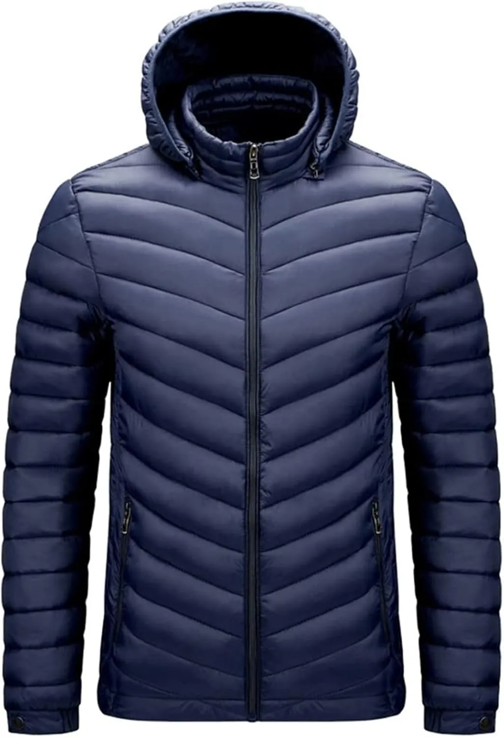 Mens Lightweight Packable Puffer Jacket Hooded Insulated Thermal Puffy Winter Jacket Windbreaker Coat for Hiking Travel