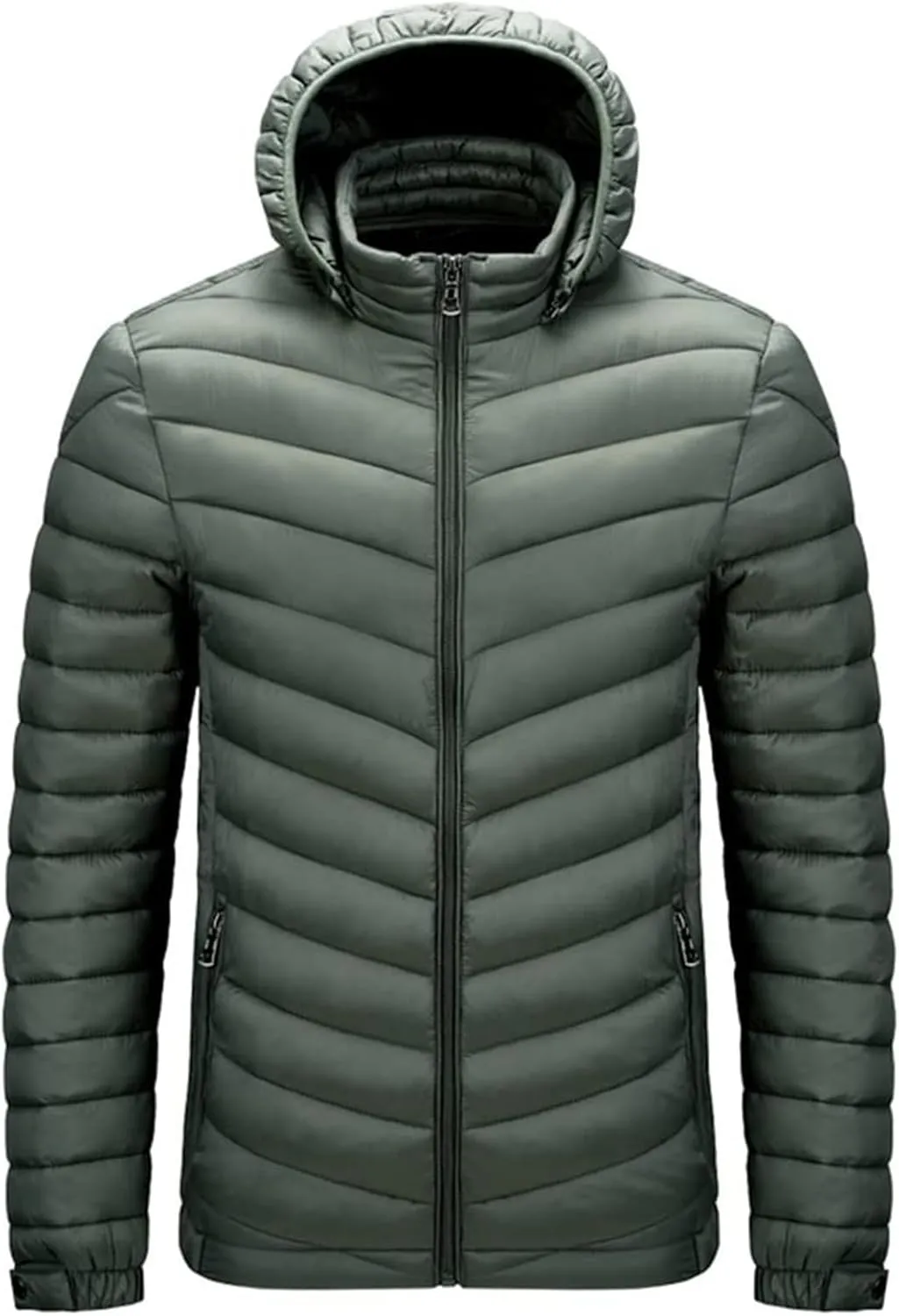 Mens Lightweight Packable Puffer Jacket Hooded Insulated Thermal Puffy Winter Jacket Windbreaker Coat for Hiking Travel