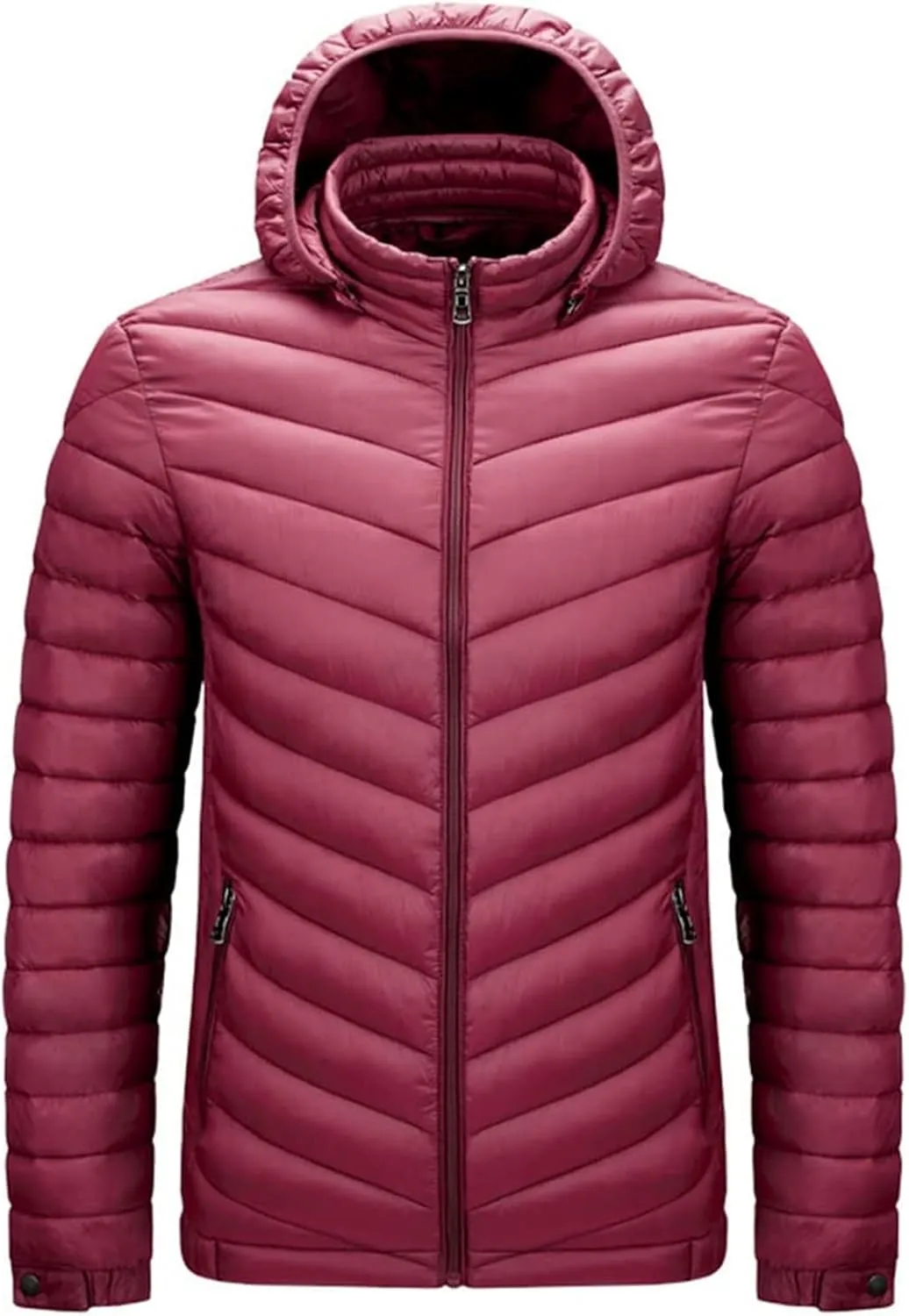 Mens Lightweight Packable Puffer Jacket Hooded Insulated Thermal Puffy Winter Jacket Windbreaker Coat for Hiking Travel