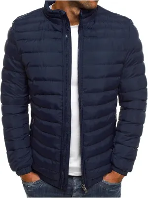 Men's Lightweight Winter Puffer Jacket Quilted Water Resistant Down Coat Jackets for Hiking Camping with Pockets