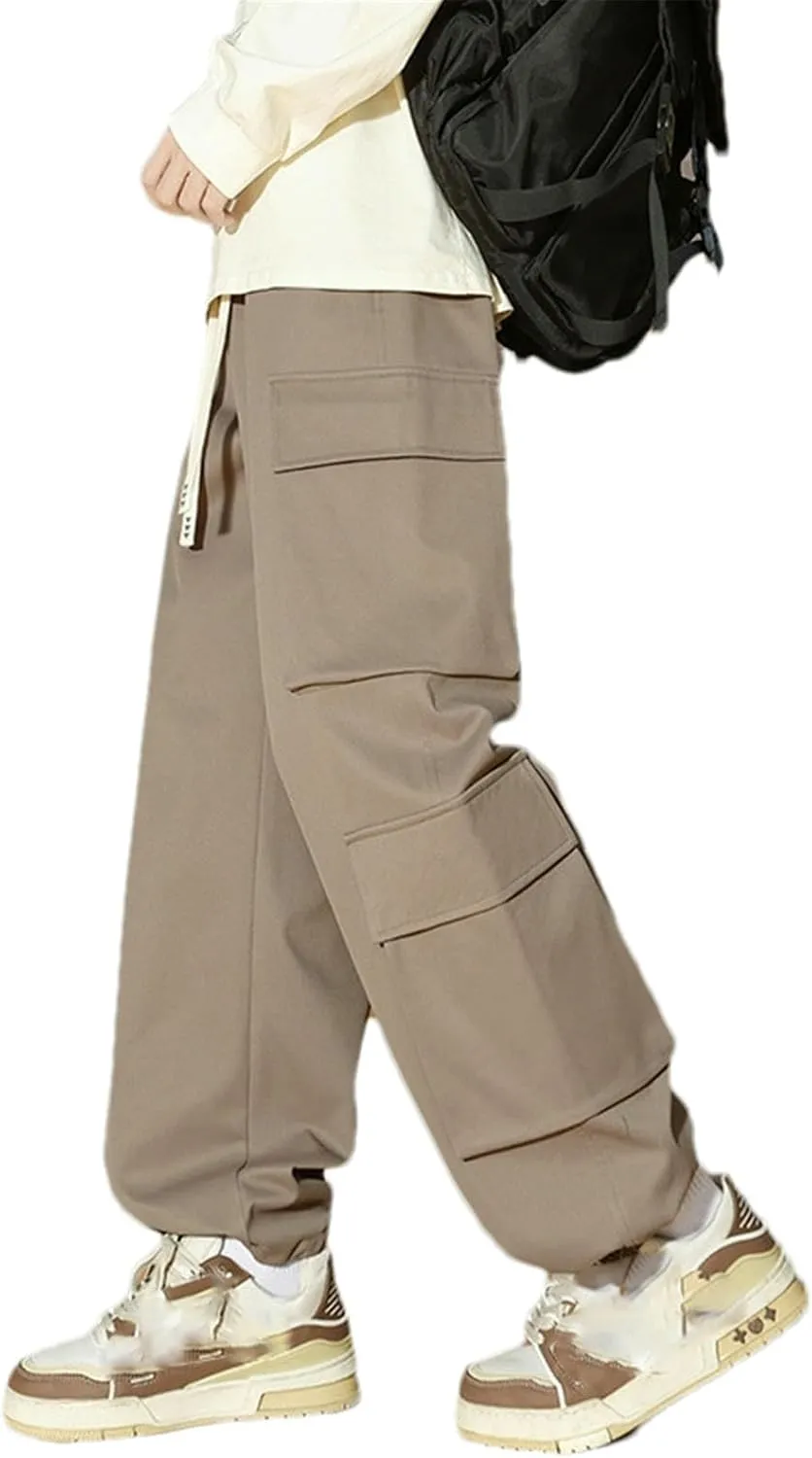 Men's Multi-Pocket Overalls Spring Casual Pants Loose Straight Pants