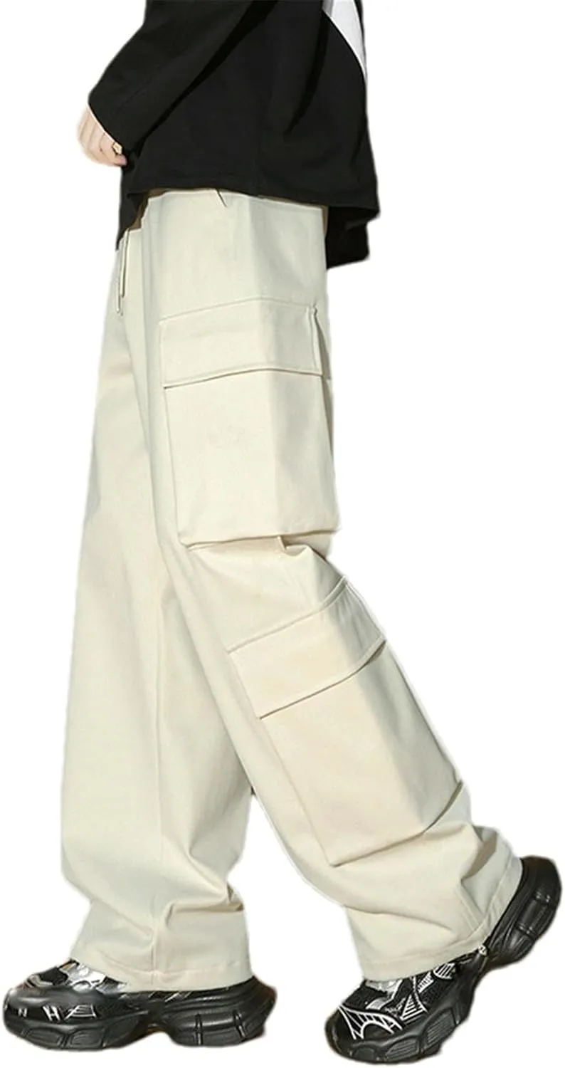 Men's Multi-Pocket Overalls Spring Casual Pants Loose Straight Pants