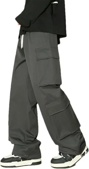 Men's Multi-Pocket Overalls Spring Casual Pants Loose Straight Pants
