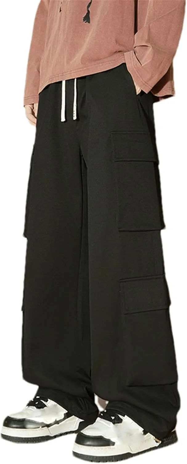 Men's Multi-Pocket Overalls Spring Casual Pants Loose Straight Pants