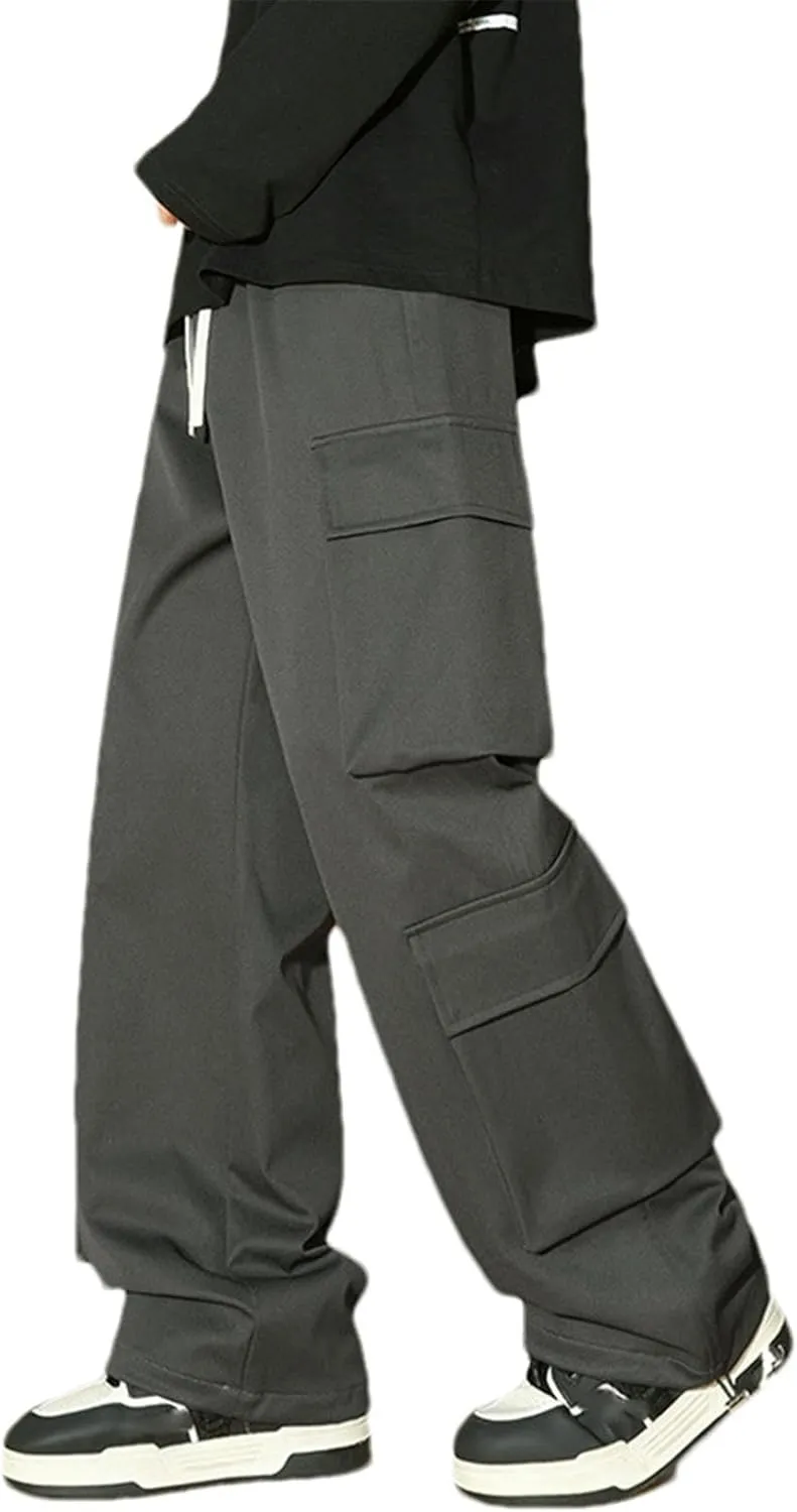 Men's Multi-Pocket Overalls Spring Casual Pants Loose Straight Pants
