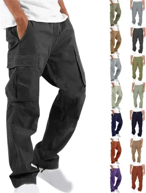 Mens Outdoor Cargo Pants Tactical Hiking Pants Baggy Workout Joggers Wide Leg Stretchy Jeans Classic Fit Trousers