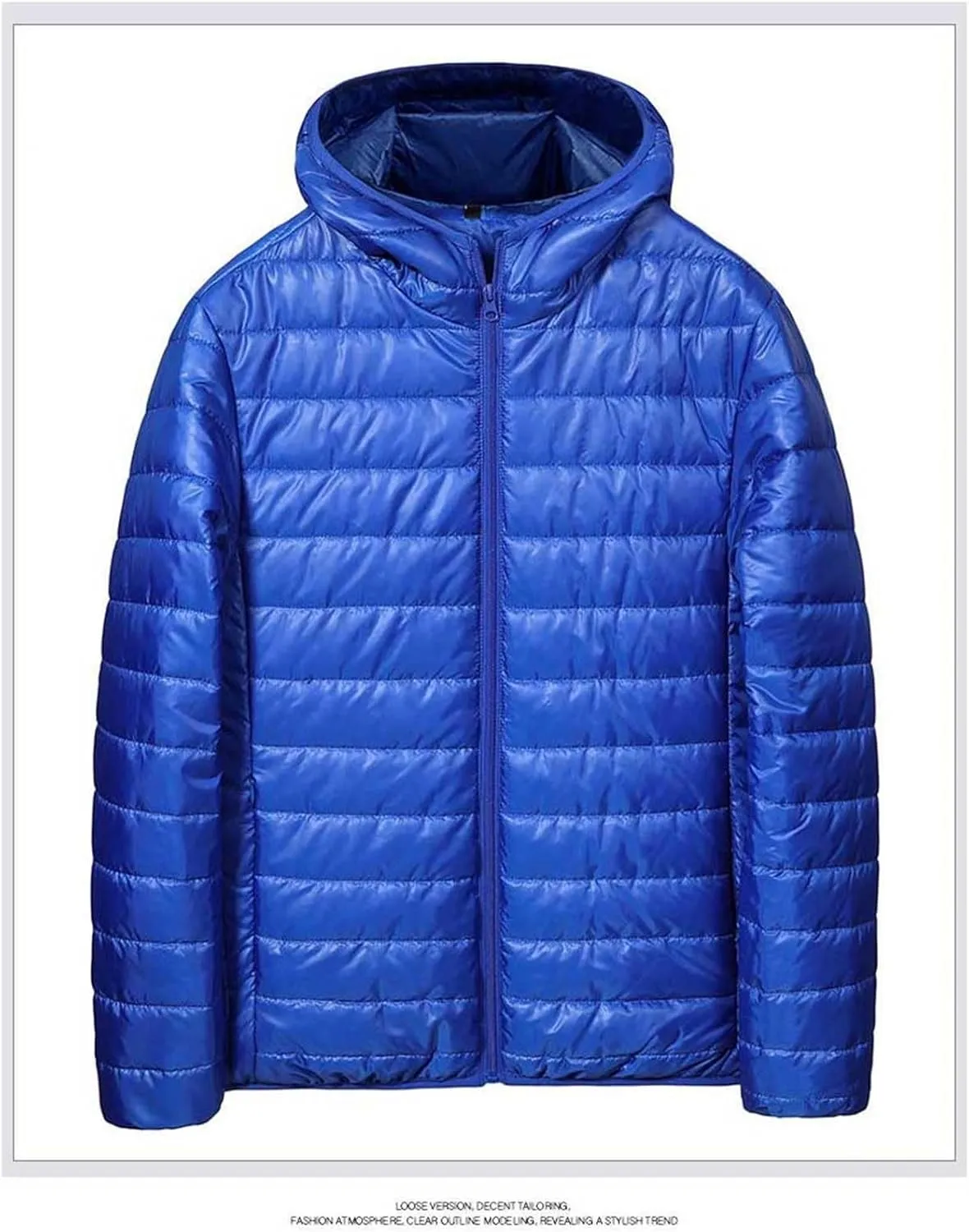 Mens Puffer Jacket No Hood Full Zip Up Winter Insulated Down Jackets Quilted Insulated Warm Puffy Coats with Hood