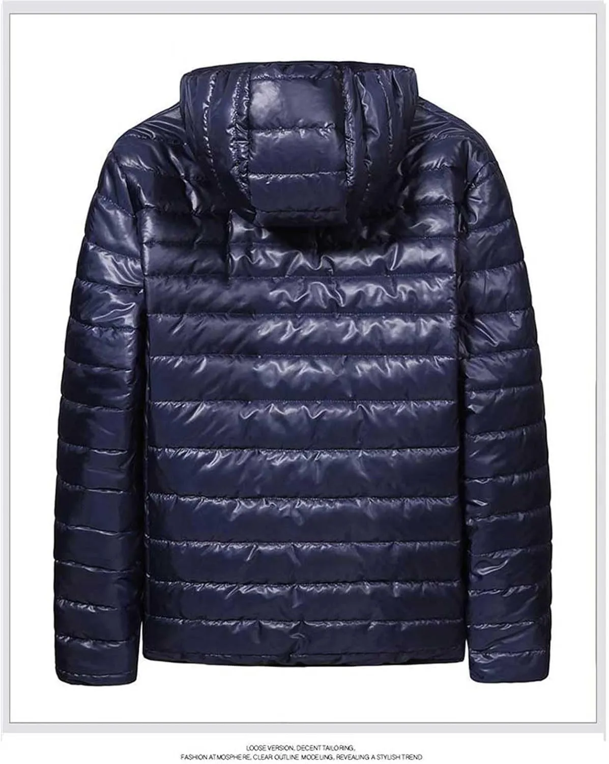 Mens Puffer Jacket No Hood Full Zip Up Winter Insulated Down Jackets Quilted Insulated Warm Puffy Coats with Hood