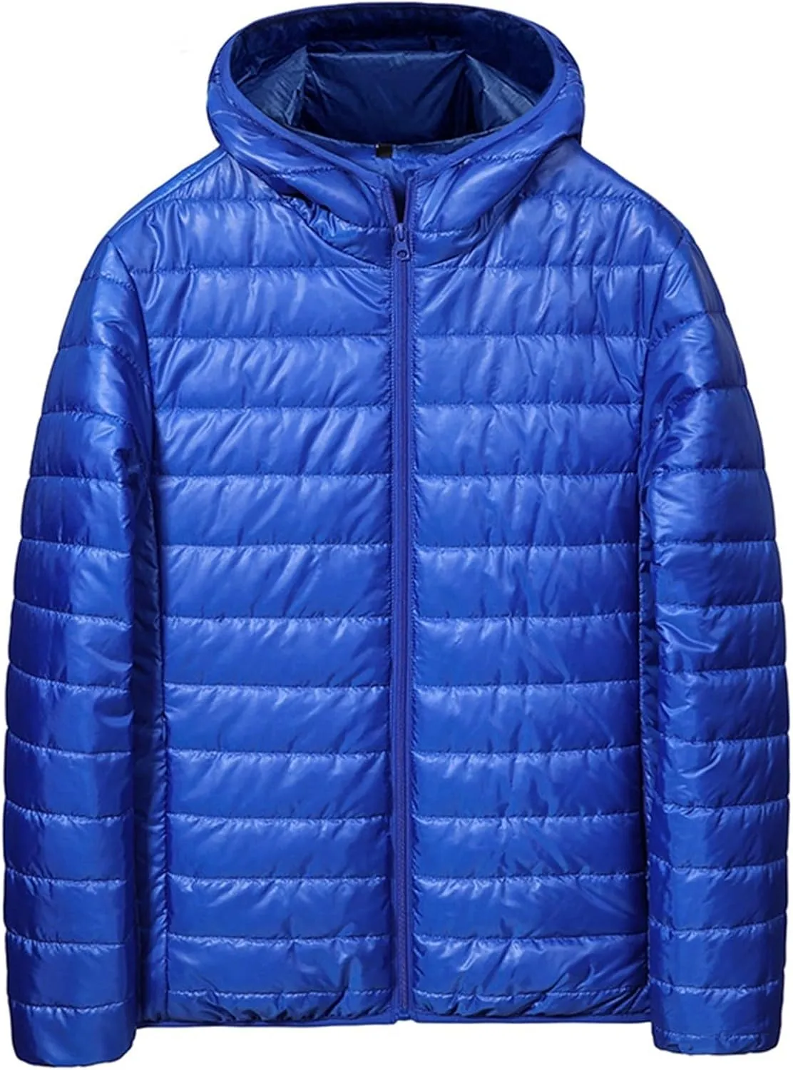 Mens Puffer Jacket No Hood Full Zip Up Winter Insulated Down Jackets Quilted Insulated Warm Puffy Coats with Hood