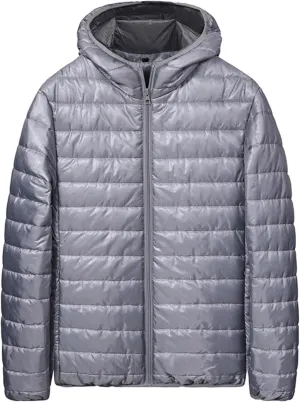 Mens Puffer Jacket No Hood Full Zip Up Winter Insulated Down Jackets Quilted Insulated Warm Puffy Coats with Hood