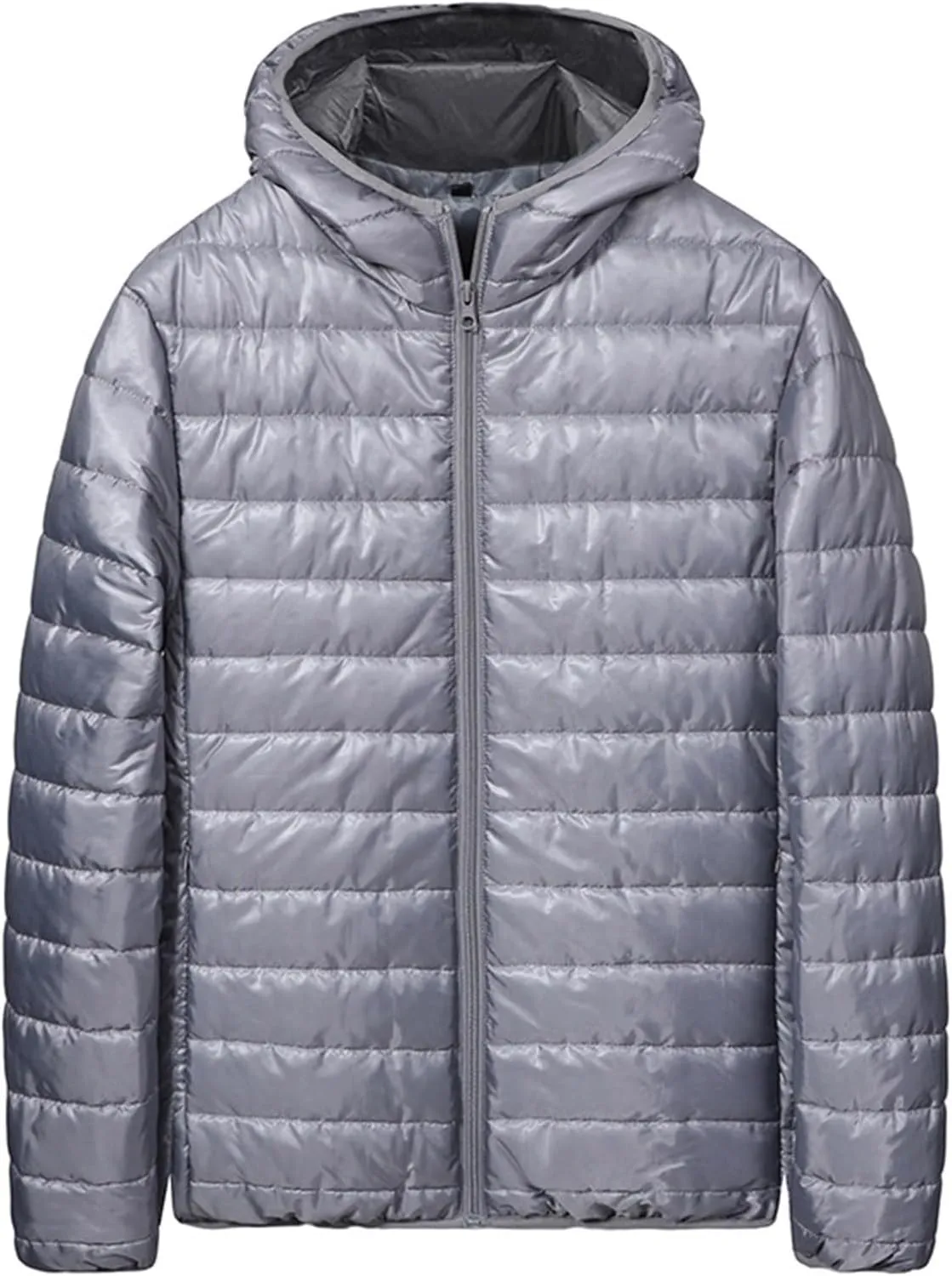 Mens Puffer Jacket No Hood Full Zip Up Winter Insulated Down Jackets Quilted Insulated Warm Puffy Coats with Hood