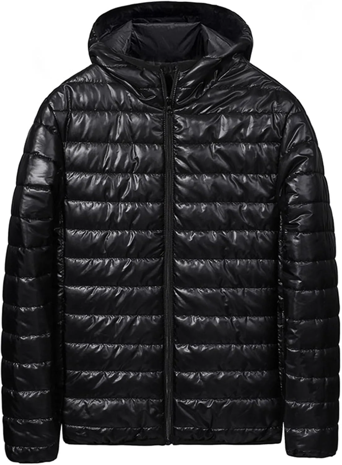 Mens Puffer Jacket No Hood Full Zip Up Winter Insulated Down Jackets Quilted Insulated Warm Puffy Coats with Hood