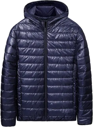 Mens Puffer Jacket No Hood Full Zip Up Winter Insulated Down Jackets Quilted Insulated Warm Puffy Coats with Hood