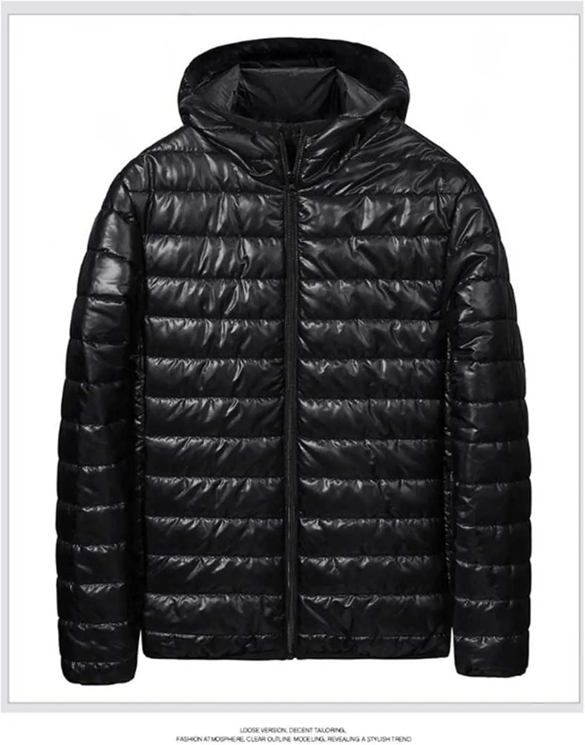 Mens Puffer Jacket No Hood Full Zip Up Winter Insulated Down Jackets Quilted Insulated Warm Puffy Coats with Hood