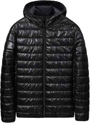 Mens Puffer Jacket No Hood Full Zip Up Winter Insulated Down Jackets Quilted Insulated Warm Puffy Coats with Hood