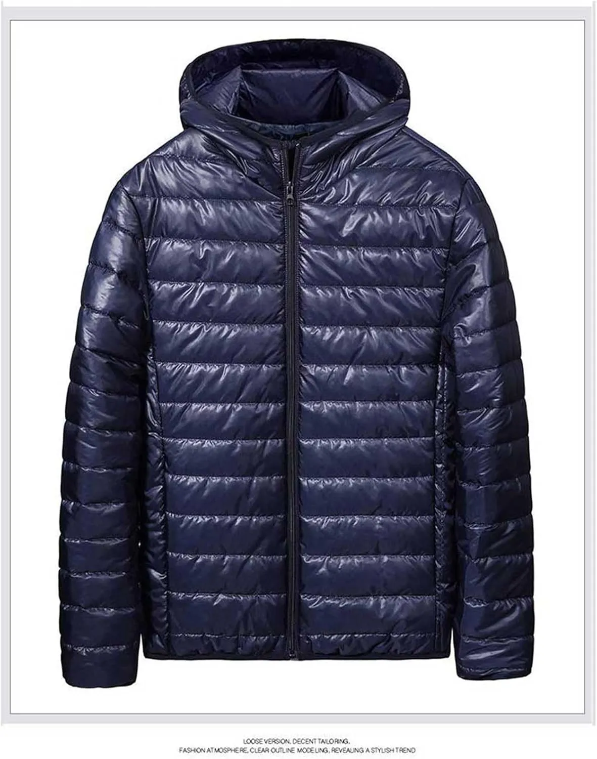Mens Puffer Jacket No Hood Full Zip Up Winter Insulated Down Jackets Quilted Insulated Warm Puffy Coats with Hood