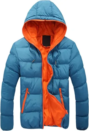 Mens Puffer Jacket with Hood Lightweight Quilted Bubble Down Jacket Waterproof Winter Jackets Puffer Coats