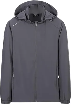 Mens Rain Jacket with Hood Waterproof Lightweight Active Long Raincoats Outdoor Sports Hooded Windproof Jacket