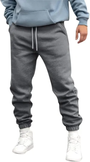 Mens Sporty Jogger Sweatpants Gym Athletic Workout Joggers Pants Comfy Tapered Work Trousers