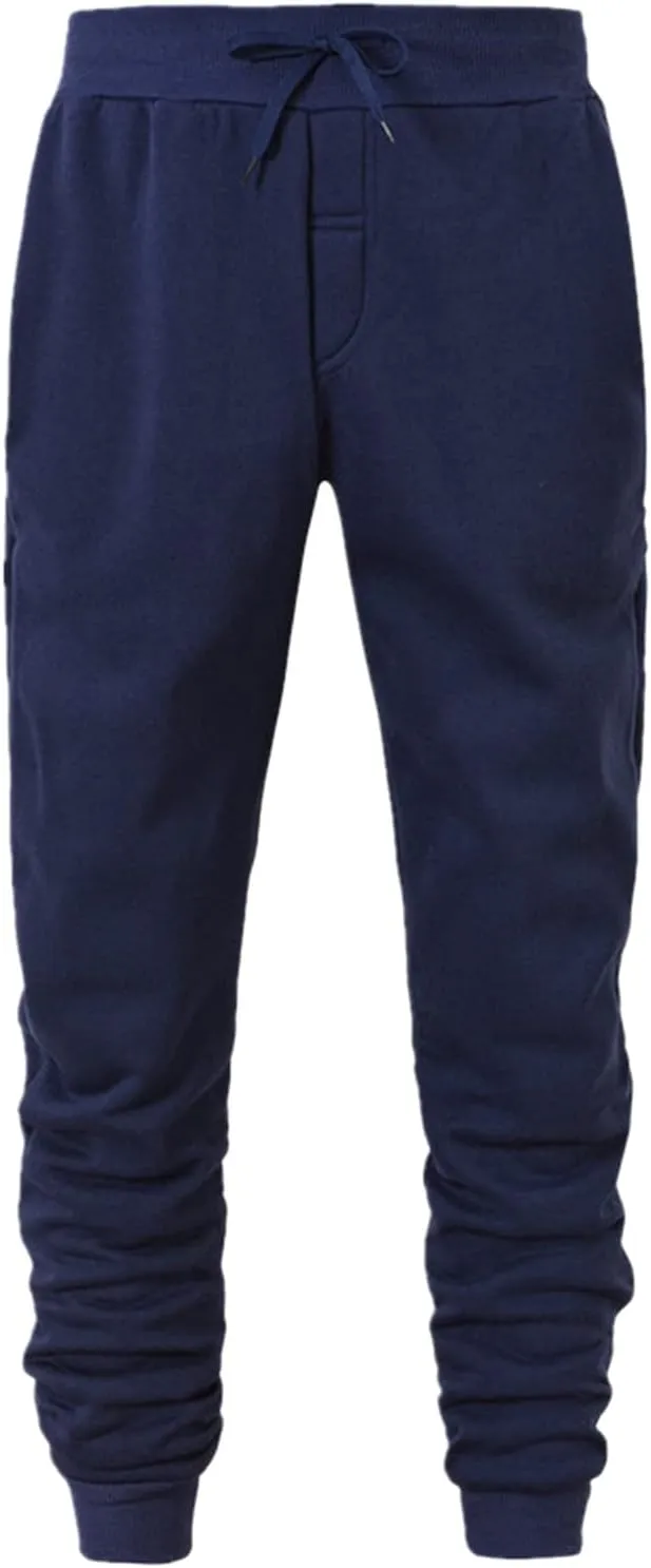 Mens Sporty Jogger Sweatpants Solid Color Workout Cinch Bottom Sweatpants Comfy Tapered Baggy Travel Pants