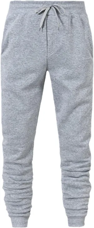 Mens Sporty Jogger Sweatpants Solid Color Workout Cinch Bottom Sweatpants Comfy Tapered Baggy Travel Pants
