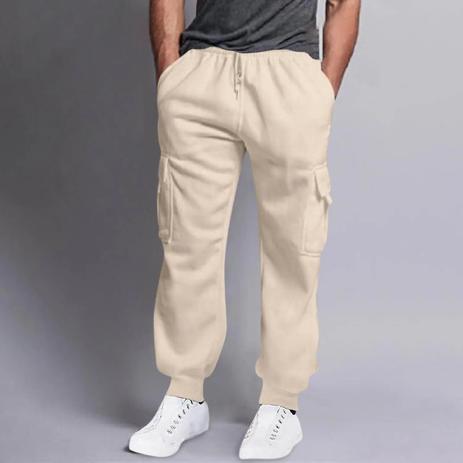 Mens Sweatpants with Pockets Big and Tall Pant Fleece Liend Pants Hiking Drawstring Joggers Cargo Pant Men Pants Hiking