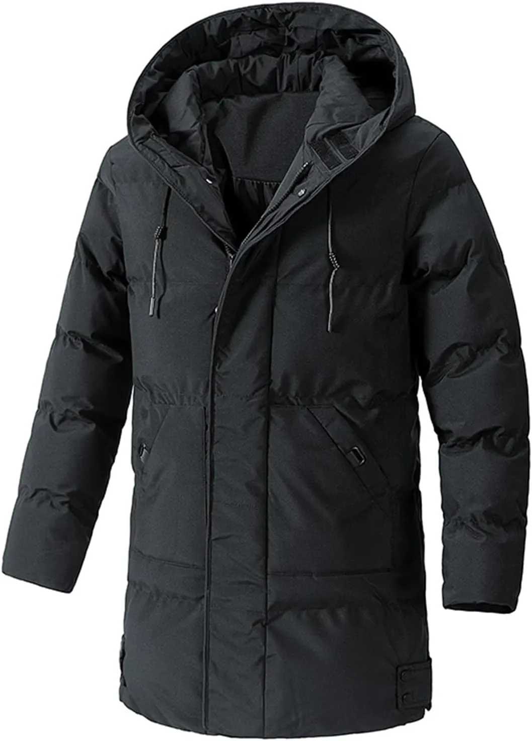 Men's Warm Puffer Jacket Men's Autumn and Winter Simple Comfortable Warm Plus Size Hooded Medium Warm Winter Coats