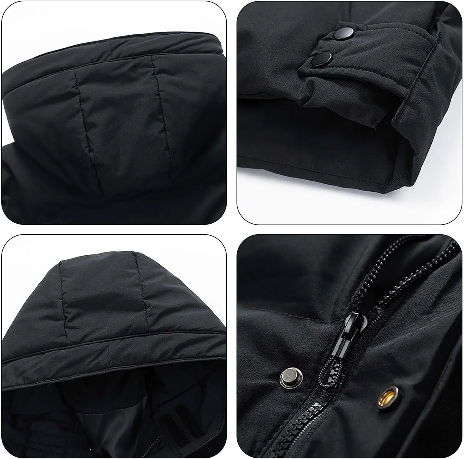 Men's Warm Puffer Jacket Men's Autumn and Winter Simple Comfortable Warm Plus Size Hooded Medium Warm Winter Coats