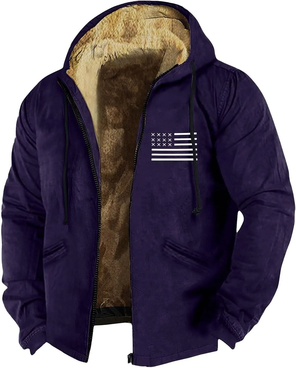 Men's Winter Jacket Heavyweight Fleece Sweatshirt Thick Lined Coats Warm Hoodies 2024 Winter Full Zipper Hooded Coat