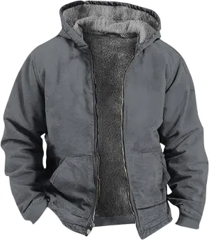 Men's Winter Waterproof Full Zip Coat Hooded Fleece Lining Sport Jacket Zip-Up Hoodie Heavy Tie Dye Thermal Outwear