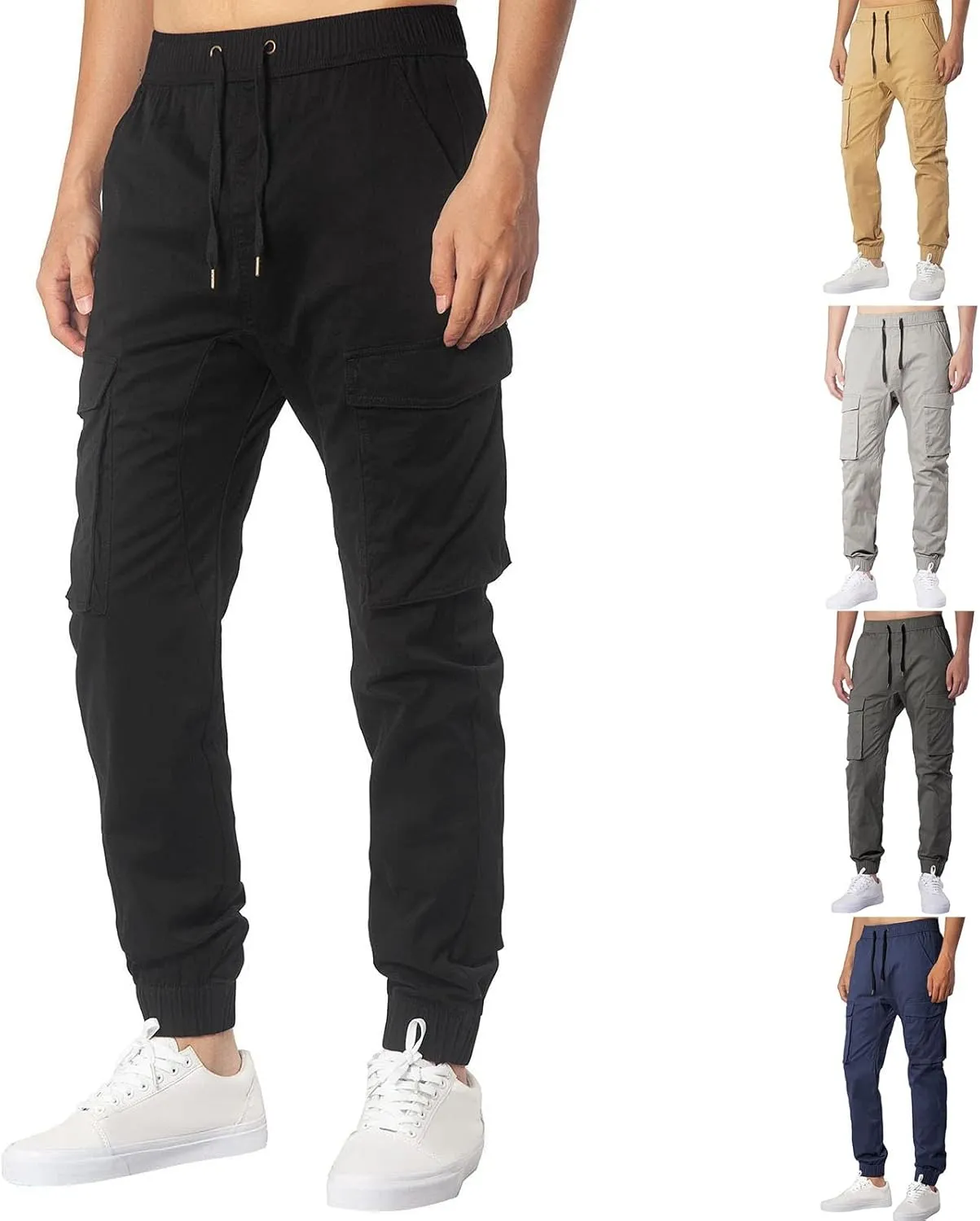 Mens Workout Cargo Sweatpants Cargo Pants Drawstring Waist Workout Outdoor Jogger Sweatpants Men Joggers Chino Cargo