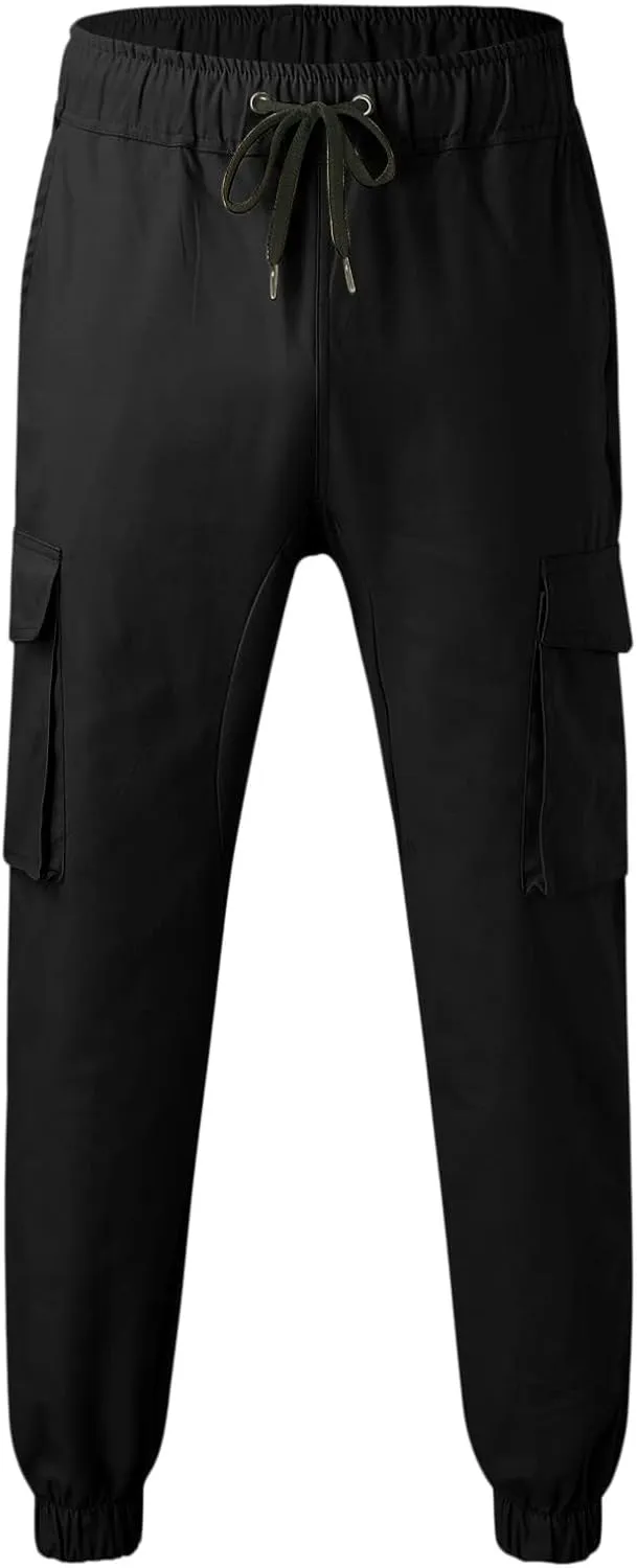 Mens Workout Cargo Sweatpants Cargo Pants Drawstring Waist Workout Outdoor Jogger Sweatpants Men Joggers Chino Cargo